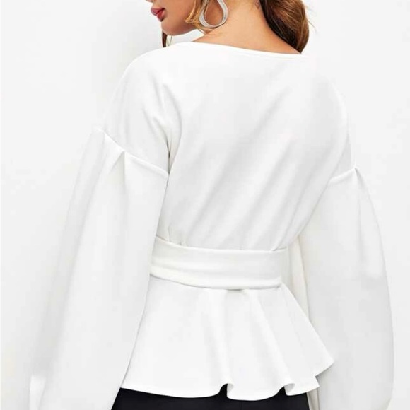 Balloon Sleeve Wrap Blouse - Picture 3 of 5